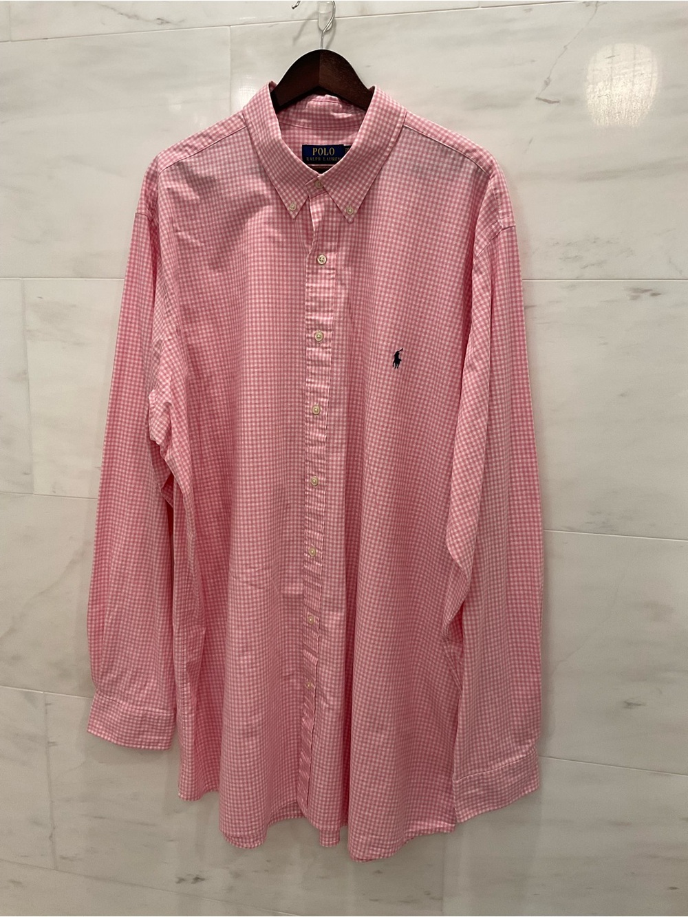 POLO Ralph Lauren Big & Tall PINK GINGHAM PLAID Button Front Shirt 2XLT T19